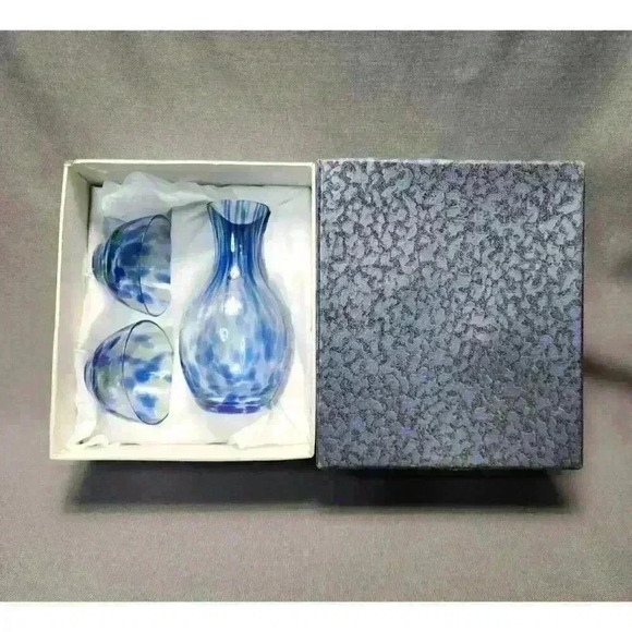 Vintage Tokkuri & Guinomi / Ochoko Sake Cups Murano Style Art Glass Hand Blown - Picture 2 of 5